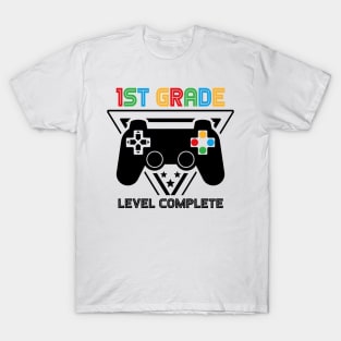 1st Grade Level Complete Graduation Gamer Boys Kids T-Shirt